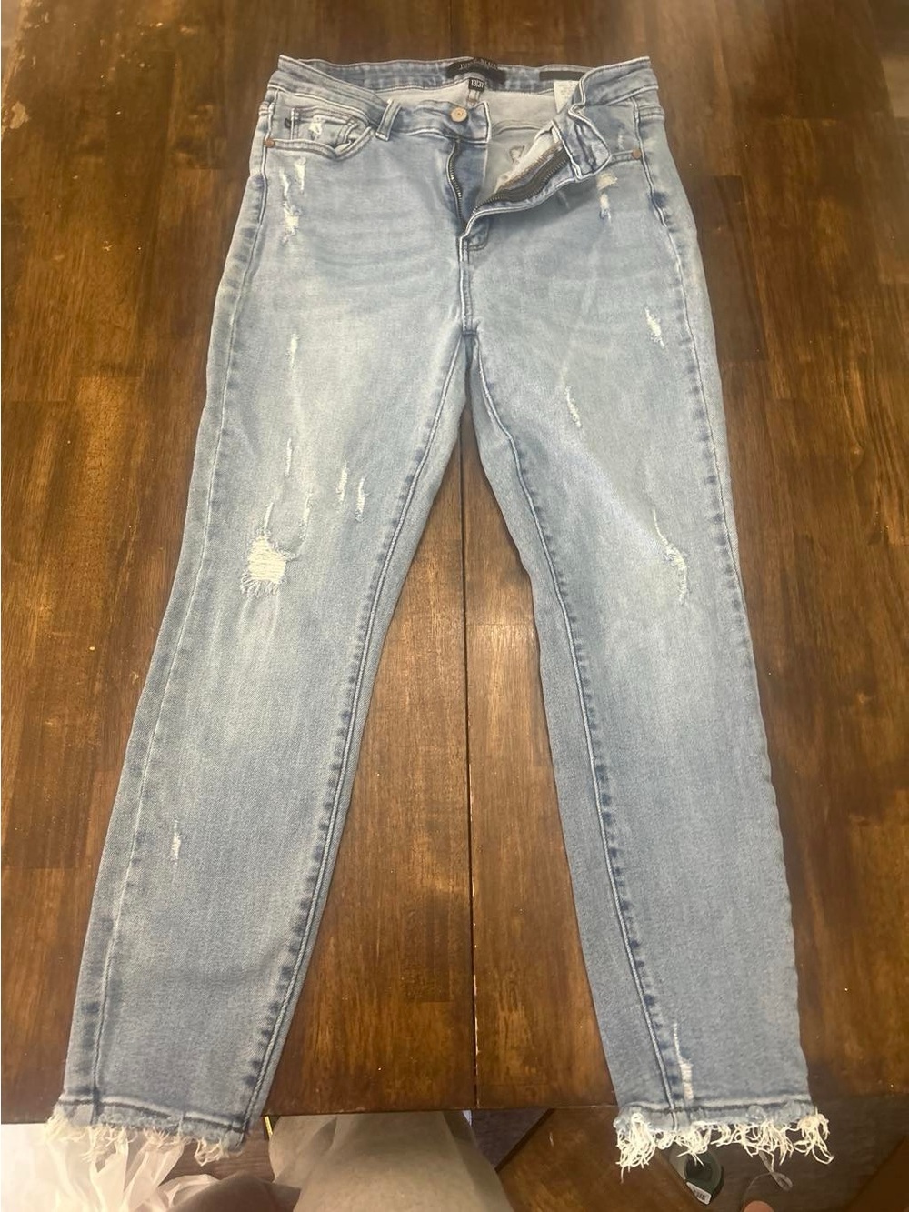 Judy Blue Light Blue Distressed Skinny Jeans